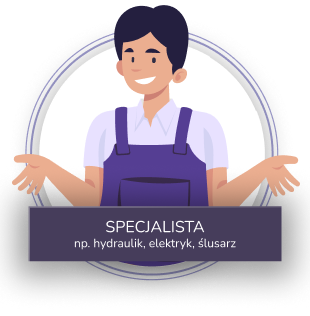 Grafika przedstawiająca specjalistę, np. hydraulika lub elektryka.