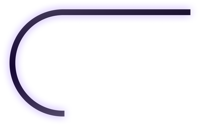 Dekoracyjna, fioletowa linia z neonową poświatą, zakręcająca w lewo i w dół.